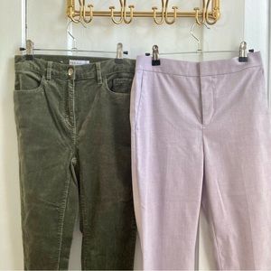 Ann Taylor/ Loft pants size 2 & 2P. Green stretch corduroy. Lavendar dress pant